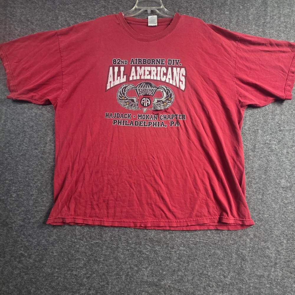 Vintage Pat Tillman 82nd Airborne Gildan T-Shirt Mens XXXL Red Distressed